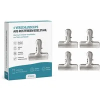 HH-Haushalt Verschlussklammer Edelstahl Verschlussclips 4er Set für Tüten & Beutel rostfrei Silber (4-tlg)