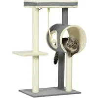 PawHut Kratzbaum Katzenbaum, Katzenkratzbaum mit Spielball, Katzenbaum, Sisal, Grau, 60L x 40B x 104H cm
