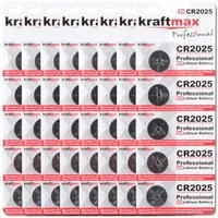 kraftmax 40er Pack CR2025 Lithium Hochleistungs- Batterie / 3V Knopfzelle Batterie, (1 St)