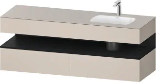 Duravit Qatego Einbauwaschtisch mit Konsolenwaschtischunterbau Taupe Matt 1600x550x600 mm - QA479601 QA4796016910000