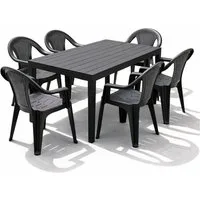 Mojawo Essgruppe Garten Sitzgarnitur Gartenmöbel Outdoormöbel 7tlg Anthrazit Holzoptik
