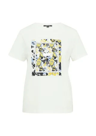comma - Jersey-T-Shirt mit Artwork weiß - Gr. - 40