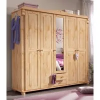 OTTO home Kleiderschrank Adele (Breite x Höhe x Tiefe ca: 207 cm x 191 cm x 53,5 cm) Massive Kiefer,Spiegel, Landhausstil