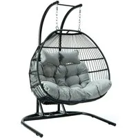 Endorphin Hängesessel ® Hängesessel Twin mit Gestell und Polster Expressversand (Bestehend aus Gestell, Sitz und Polster), Pulverbeschichtet