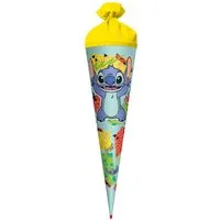Roth Schultüte Disney Stitch, 70cm, rund, mit Rot(h)-Spitze, Filzverschluss Gelb