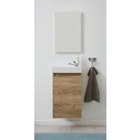 welltime Badmöbel-Set Oslo 2-teilig, (Komplett-Set, 3-St), Waschtisch mit Waschbecken und Spiegel Breite 40cm, Gästewaschtisch