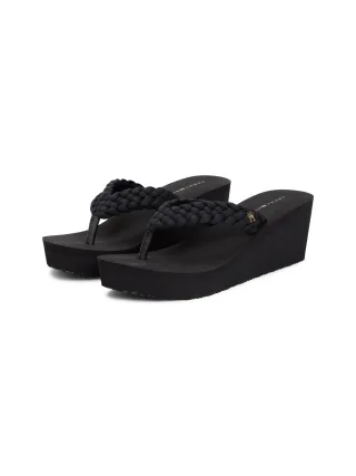 Tommy Hilfiger Zehentrenner "TH WEDGE BRAIDED SUMMER SANDAL" Keilabsatz, Sommerschuh mit geflochtener Bandage