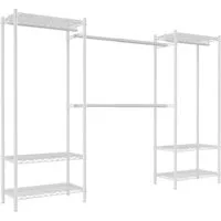 Mondeer Kleiderschrank Garderobenständer (40 x ( 183-234.5)  x 180 cm) mit Teleskopstangen, 6 Ablagen, 4 Kleiderstangen