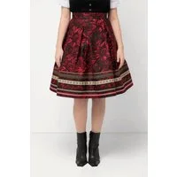 Ulla Popken Jerseyrock Rock A-Linie Jacquard-Blütenmuster Zierbänder