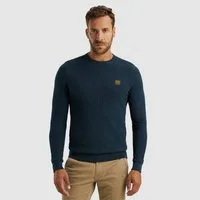 PME LEGEND Rundhalspullover Crewneck collar cotton mouline mit Logostickerei