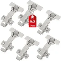 SO-TECH® Türbeschlag SMOOTH Topfband T45 Scharnier Eckanschlag Komplettset (6 St), 6er Set Standard gedämpft mit Kreuzplatte