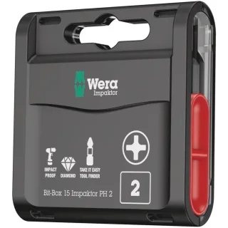 Wera Bit-Box 15 Impaktor PH, PH 2 x 25 mm, 15-teilig - 05057752001
