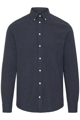 Casual Friday - CFAnton LS BD fil a fil shirt Dark Navy Melange - Gr. - L