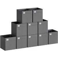 Woltu Aufbewahrungsbox (10 St), mit Griffen, Stoffbox Aufbewahrung, Regal Einsatz, Dunkelgrau