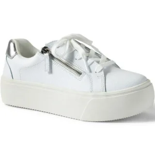 Plateau-Sneaker mit Reißverschluss, Damen,  Weiß, Leder, by Lands' End