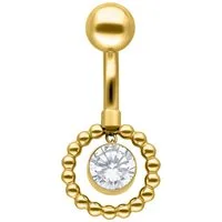 Wildcat Bauchnabelpiercing Bubble Circle Bananabel für Bauchnabel, 1 Stück, Chirurgenstahl 316L - wasserfest, hautverträglich, Gold-Kristallklar