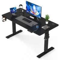 HOMAVO Schreibtisch Höhenverstellbarer schreibtisch mit Memory- und Rebound-Funktion (Sitz-Steh-Erinnerung), inkl. Kabelwanne & USB/Typ-C-Anschlüssen, Tischplatte 18 mm