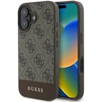 Guess Handyhülle iPhone 16 Plus Kunstleder braun mit Logo goldfarben 6,7 Zoll, Kantenschutz