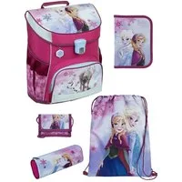 Scooli Schulranzen Campus Fit Frozen, Eiskönigin Rosa, Schultasche ab der 1. Klasse (Grund-Set, 5-tlg., mit gefüllter Federmappe, Turn- & Geldbeutel), mit Brustgurt, 980 Gramm leicht, 18L Volumen