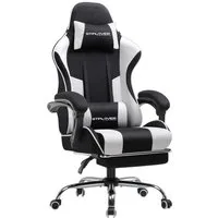 GTPLAYER Gaming-Stuhl Bürostuhl Gaming Stuhl Massage Ergonomischer Gamer Stuhl, mit Massage-Lendenkissen Fußstütze, Kopfstütze