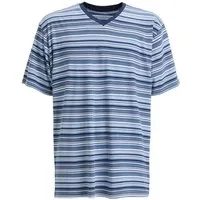 REDBEST Pyjamaoberteil Herren-T-Shirt geringelt Single-Jersey Streifen