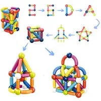 Esun Magnetische Bausteine Montessori Spielzeug ab 3 4 5 6 7 8Jahre Jungen Magnetspielbausteine, (Packung, 56 St., Komplettset), Magnetspielzeug Kinder Magnetic Building Blocks(56 Stück)