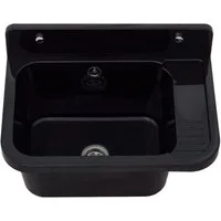 Lavre Waschbecken Vigo, Spülbecken Waschtrog Ausgussbecken, 50x33x21 cm, Farbe Marmor schwarz