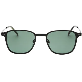 Mattschwarze Sonnenbrille mit grunen Glasern von Tommy Hiliger