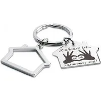 Lieblingsmensch Schlüsselanhänger Zuhause ist wo wir zusammen sind - ein tolles Geschenk (Schlüsselanhänger mit Gravur, inklusive Schlüsselring), Robuste und filigrane Lasergravur