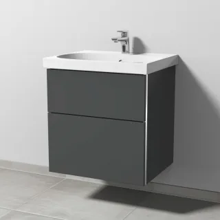 Sanipa 3way Waschtischunterbau zu Geberit Acanto Waschtisch mit 2 Auszügen, Anthrazit-Matt BR41522