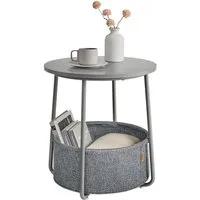 VASAGLE Beistelltisch, rund, Couchtisch, mit Korb aus Stoff, Ø45 cm, modern