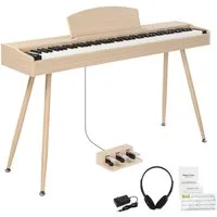 LALAHO Digitalpiano E-Piano 88 Tasten Klavier Keyboard 3 Pedale mit Metallstaender, Hammermechanik 128 Rhythmen, 88 Trommelton, Notenständer