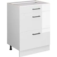 Vicco Unterschrank R-Line, Weiß Hochglanz/Weiß, 60 mit Schubladen, ohne Arbeitsplatte (1-St)