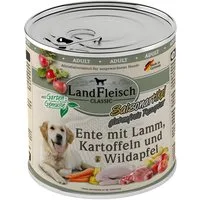 LANDFLEISCH Classic Ente mit Lamm, Kartoffeln und Wildapfel 800 g - 6 Stück, für: Hund