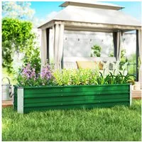 Outsunny Hochbeet Gartenbeet, Pflanzkasten aus Stahl (Blumenkübel, 1 St., Blumenkasten), für Garten, Balkon, Grün