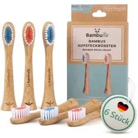 Bambuna Aufsteckbürsten Sonicare Ersatzbürsten aus Bambus, passend für Philips Sonicare Schallzahnbürste - plastikfrei & biologisch abbaubar, Spar-Set, B2 Optimal White mit Tripleclean-Borstenprofil - Mittelweiche Borsten