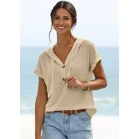 LASCANA Kapuzenshirt aus sommerlichem Waffelstrick Sommerhoody mit Knopfleiste