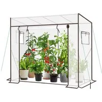 Sekey Gewächshaus Schrägdach Foliengewächshaus Tomatenhaus Begehbares Tomatengewächshaus, 200x77x146/169cm, 140g/m² PE Plane Wasserdicht Wetterfest Pflanzenhaus