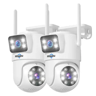Hiseeu 2 Pack 6MP WIFI IP Camera Wireless Security Camera 5G 2.4G WiFi Dual Lens PTZ Outdoor Motion Tracking Color Night