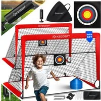 KESSER Fußballtor Set mit Tragetasche, Heringen, Zielscheibe, Hütchen & Pumpe, Pop-Up Tor mit Anti-Rutschfüßen – ideal für Training & Freizeitspiele