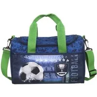 Familando Sporttasche Football, Tasche Blau mit Fußball Soccer Motiv, mit verstellbaren Schulterriemen