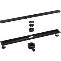 SONNI Duschrinne Edelstahl Duschrinne 50-110 cm 360° verstellbarer Bodenablauf Flach, mit Geruchsstop und Haarsieb Randablauf,mit Bodenbefestigung