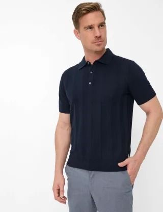 Brax Herren Strickpolo Style PASCAL navy, dunkelblau, Gr. 5XL