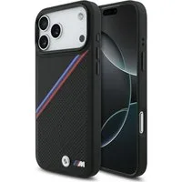 BMW Handyhülle Case iPhone 17 Pro Max MagSafe Kunstleder schwarz Tricolor Logo Metall 6,9 Zoll, Kantenschutz