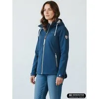 Dry Fashion Softshelljacke Baltrum Damen Jacke Softshell Fleece-Futter - Übergangsjacke Outdoor Atmungsaktiv, Verstellbare & abnehmbare Kapuze, 2-Wege-Reißverschluss