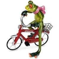 formano Dekofigur Frosch auf Fahrrad Frau 16x17cm Froschfigur Kunststein glänzend (1 St)