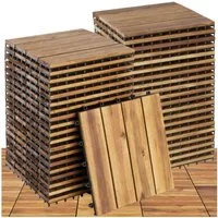 tectake Terrassendielen Terrassenfliesen 40er Set mit Klicksystem, 31 x 31 x 2,2 cm, 3,844 m², BxL: je 31,00x31,00 cm, (Terrassenplatten Außenbereich Tabula, 40-St., in braun), massives Akazienholz, mit Drainage, wetterfest und langlebig