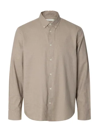 selected men - SLMCOLE-JAY REG MELANGE LS SHIRT NOOS Cornstalk - Gr. - L