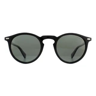 Polaroid Runde Herren Schwarz Grün Polarisierte Sonnenbrille