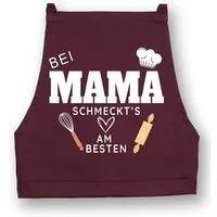 Youth Designz Grillschürze Damen Schürze "Bei Mama schmeckt es am Besten" Print Kochschürze, mit lustigem Spruch & Logo Aufdruck